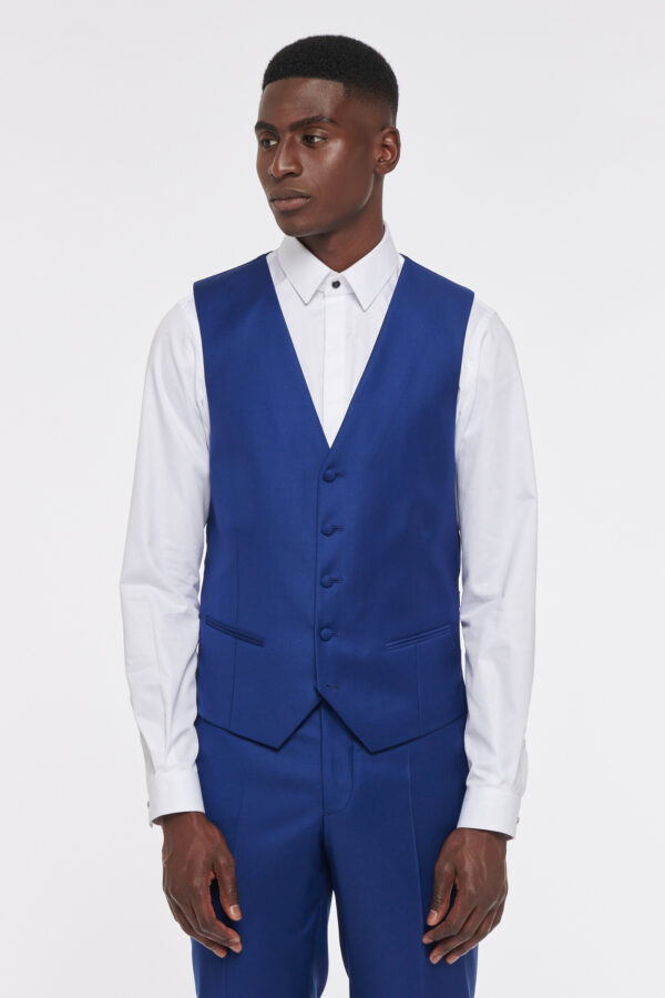 GILET EN LAINE - BLEU LUMINEUX - Rives Paris