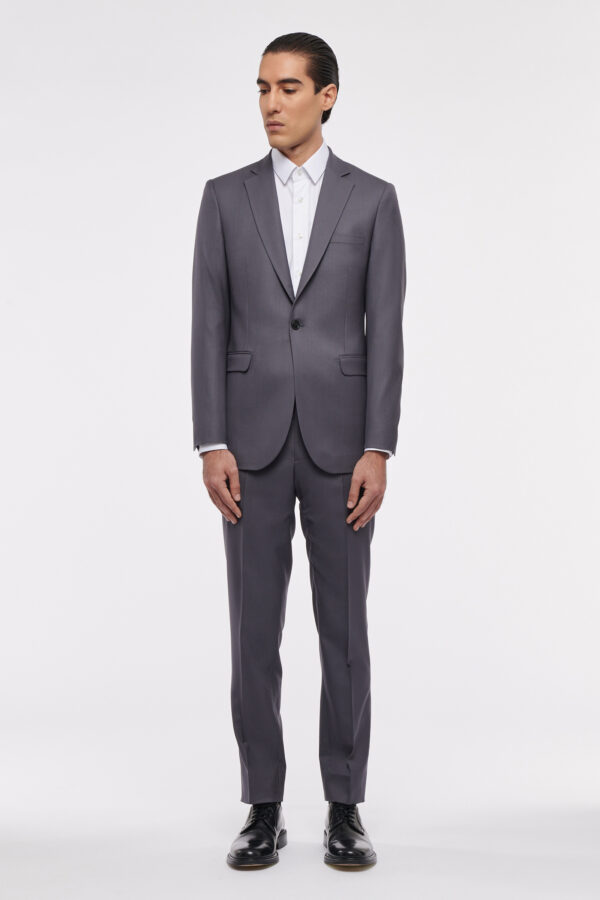 COSTUME DROIT EN LAINE - GRIS PLEIN - Rives Paris