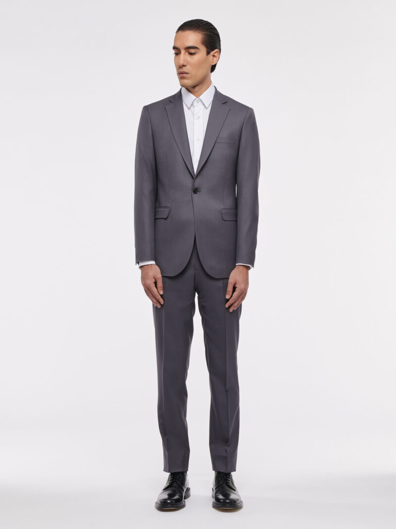 COSTUME DROIT EN LAINE - GRIS PLEIN - Rives Paris