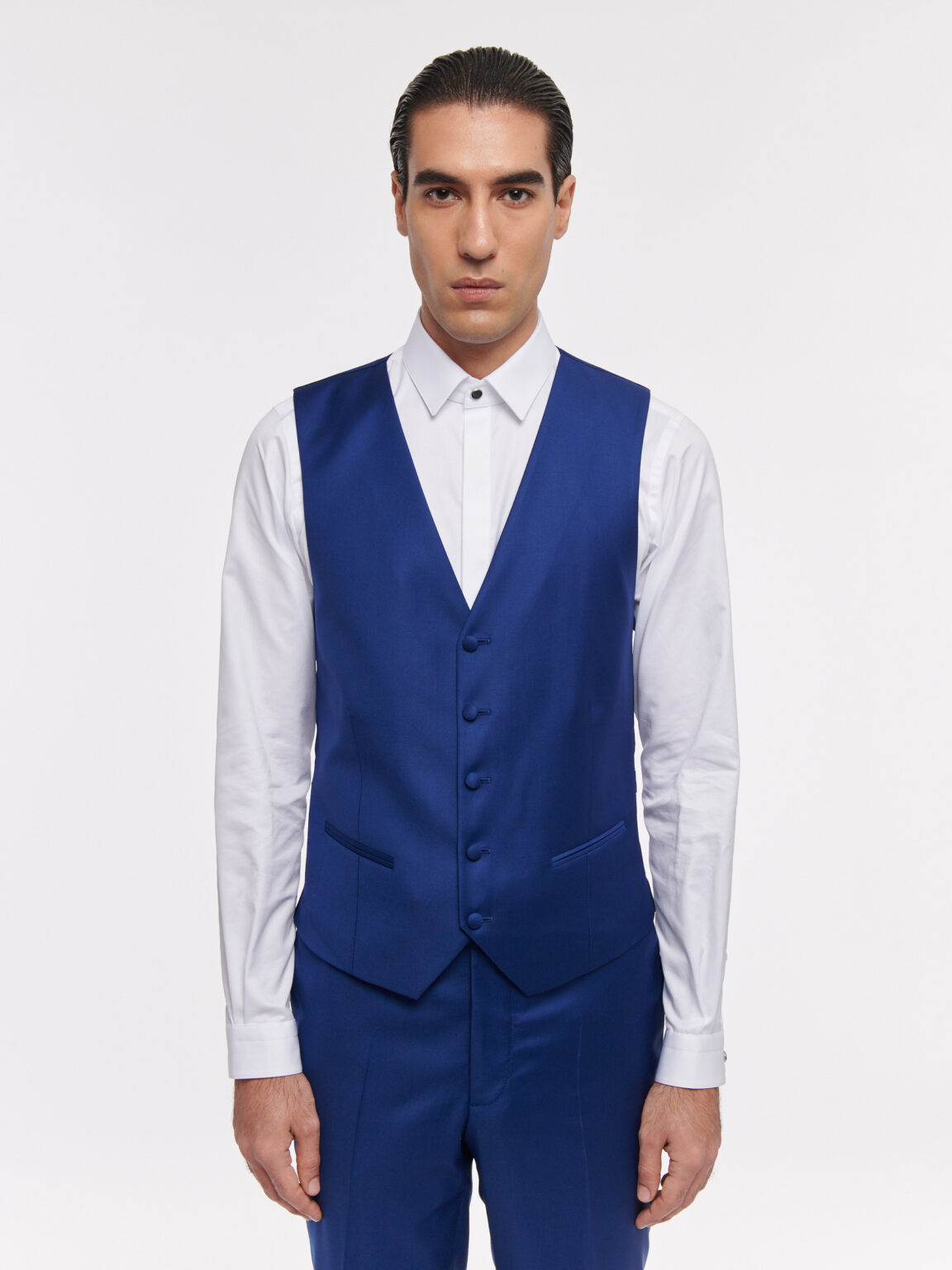 GILET EN LAINE - BLEU LUMINEUX - Rives Paris