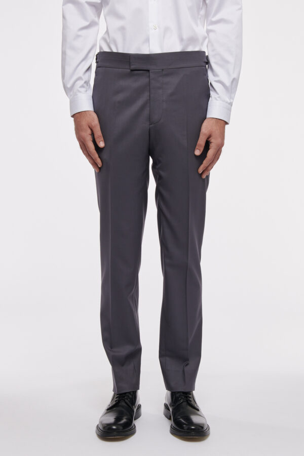 PANTALON FUSELÉ EN LAINE - GRIS PLEIN - Rives Paris