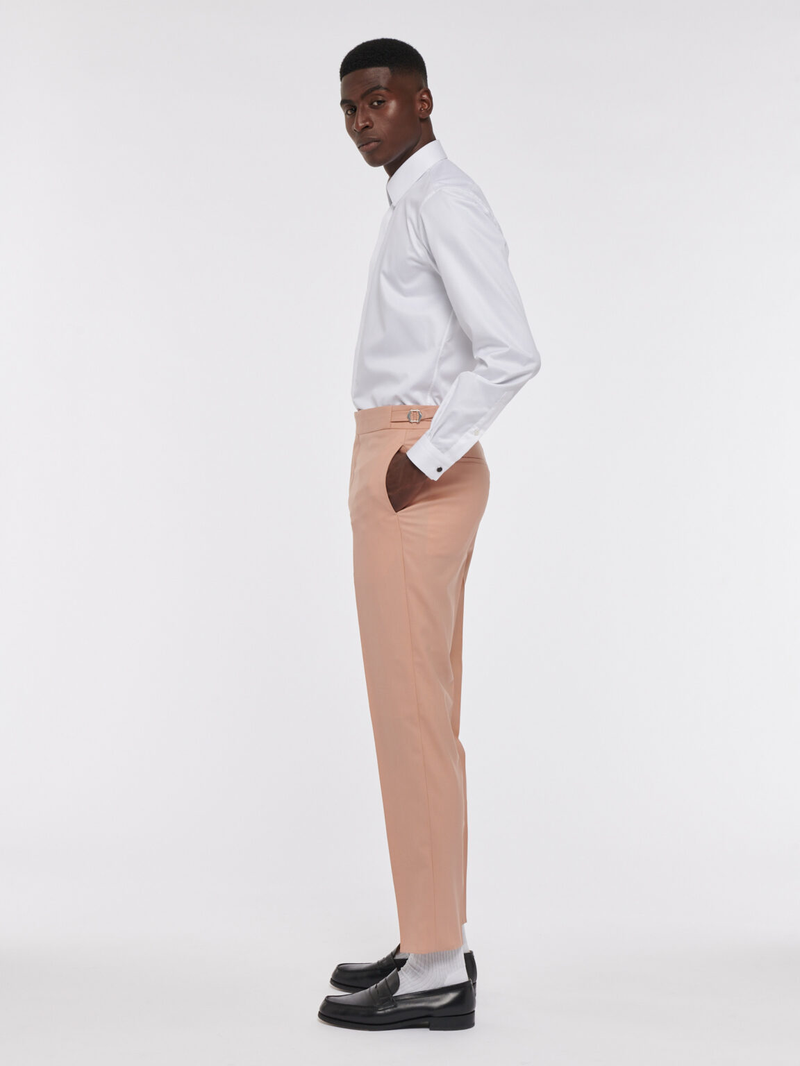 PANTALON EN LAINE - TERRACOTTA ROSE - Rives Paris