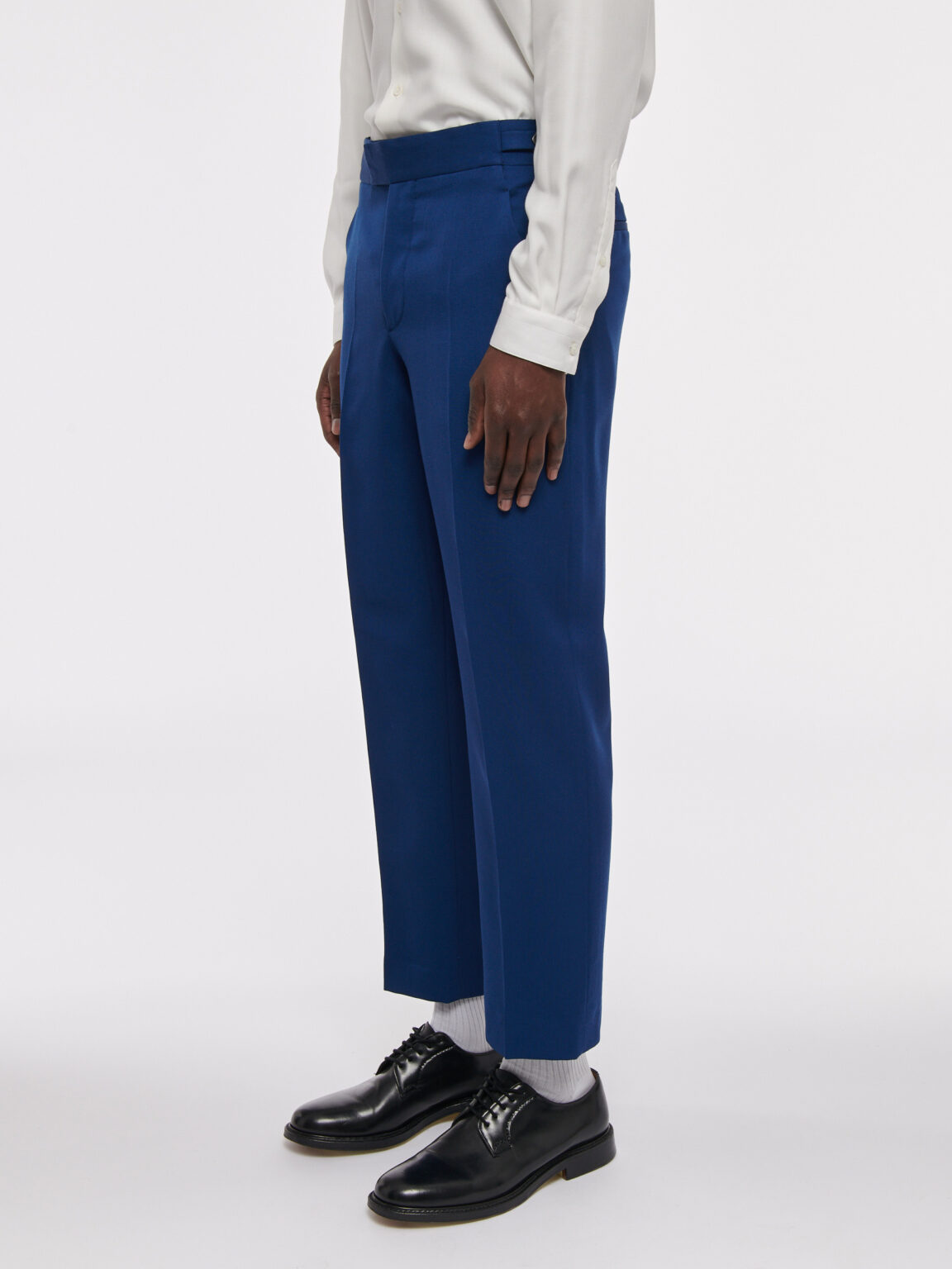 PANTALON LARGE EN GABARDINE DE LAINE - BLEU ÉLECTRIQUE - Rives Paris