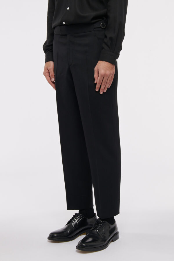 PANTALON LARGE EN GABARDINE DE LAINE - NOIR - Rives Paris
