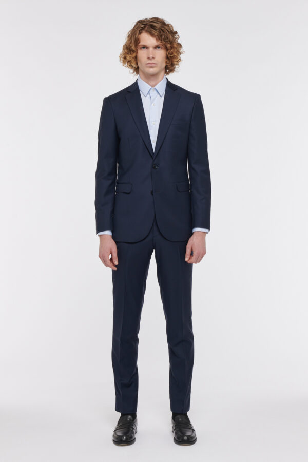 COSTUME DROIT EN LAINE - BLEU MARINE - Rives Paris