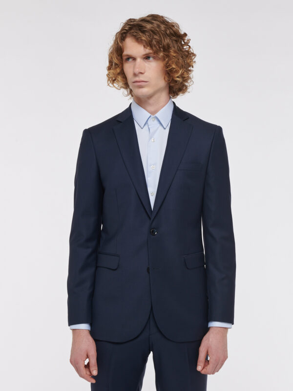 COSTUME DROIT EN LAINE - BLEU MARINE - Rives Paris