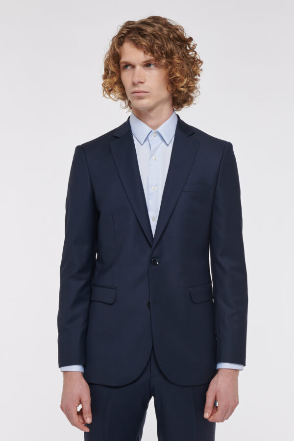 COSTUME DROIT EN LAINE - BLEU MARINE - Rives Paris