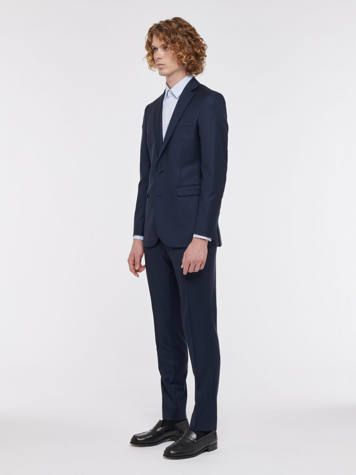 COSTUME DROIT EN LAINE - BLEU MARINE - Rives Paris