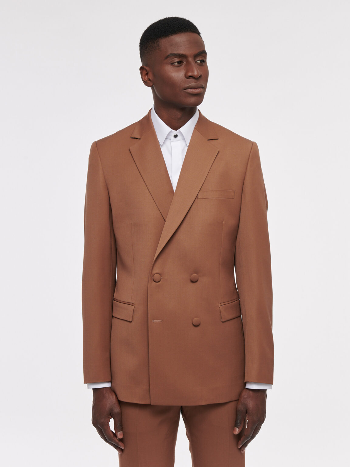 VESTE CROISÉE EN LAINE - TERRACOTTA CHOCOLAT - Rives Paris