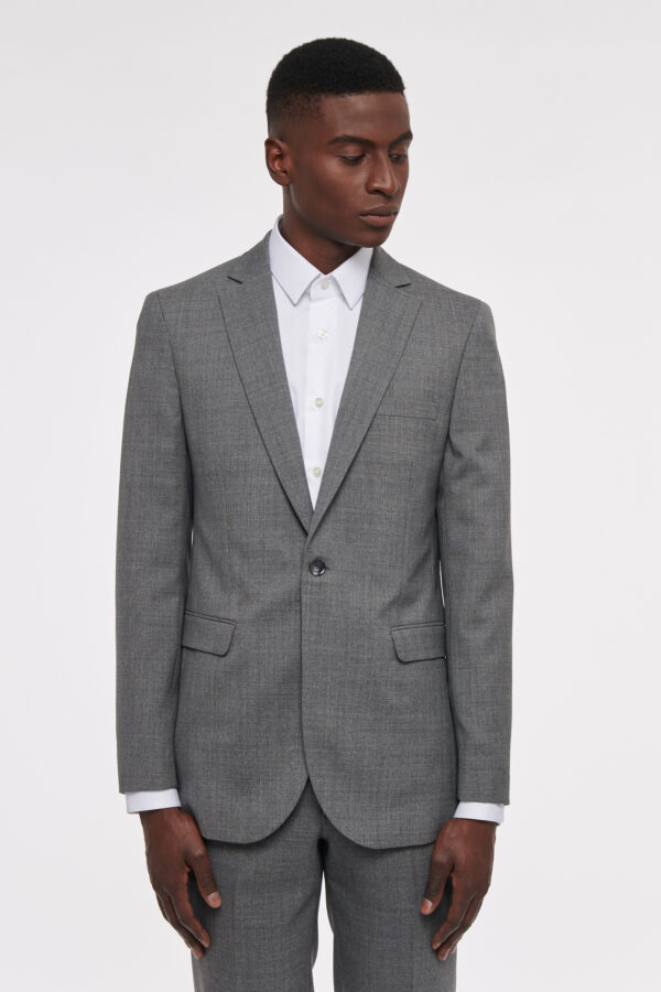 VESTE DROITE EN LAINE FROIDE - GRIS MOYEN - Rives Paris