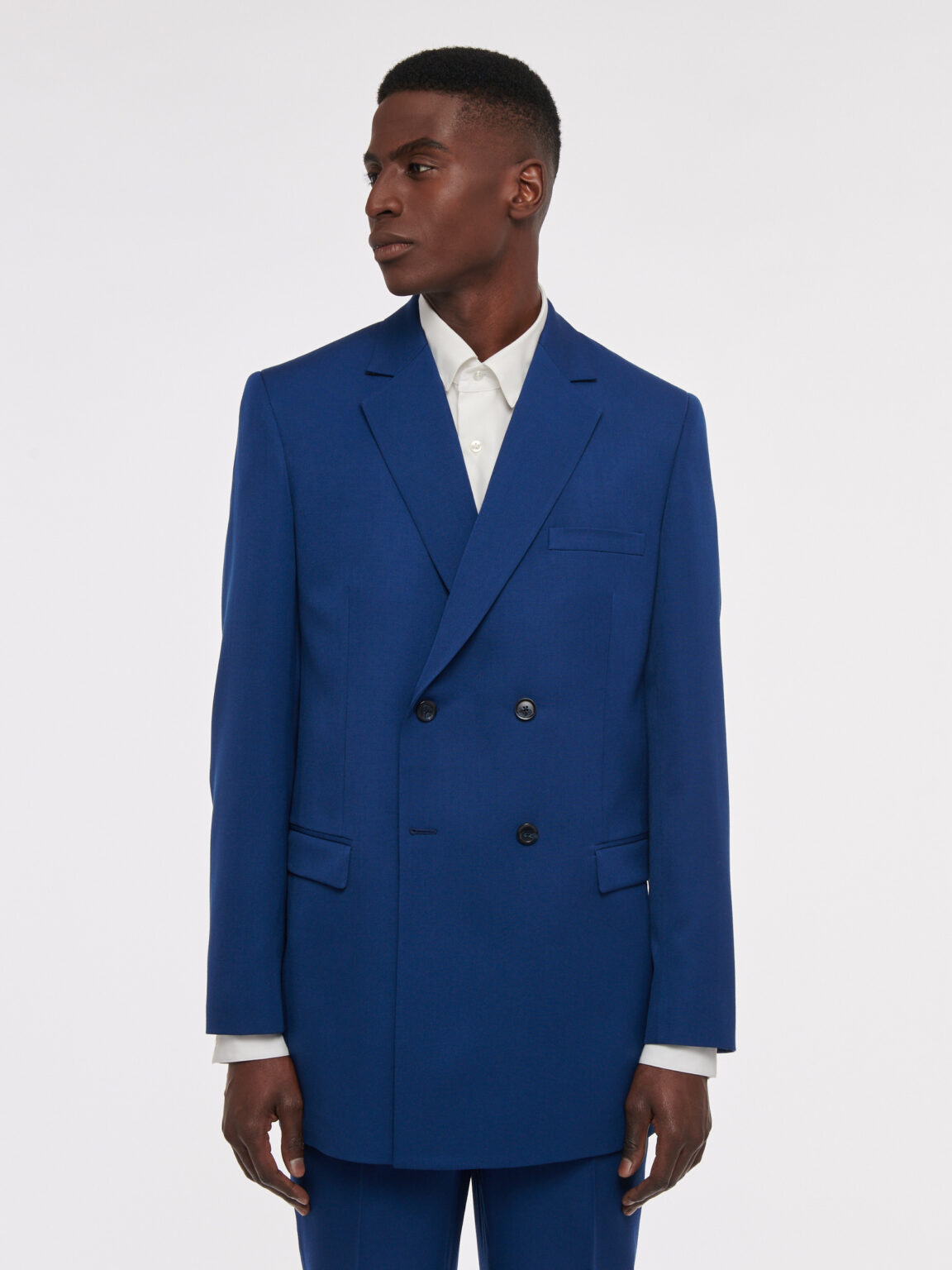 VESTE LARGE EN GABARDINE DE LAINE - BLEU ÉLECTRIQUE - Rives Paris