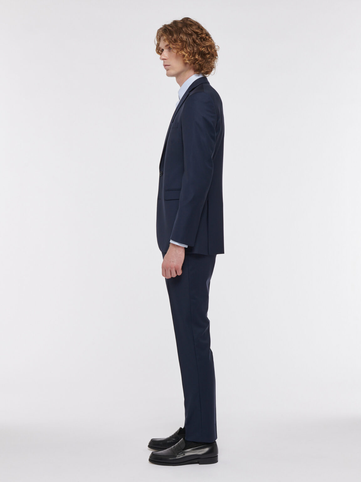 COSTUME DROIT EN LAINE - BLEU MARINE - Rives Paris