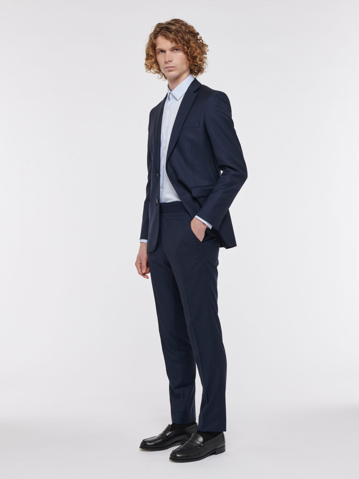 COSTUME DROIT EN LAINE - BLEU MARINE - Rives Paris