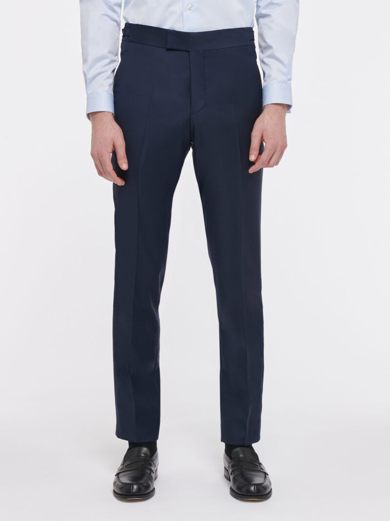 PANTALON FUSELÉ EN LAINE - BLEU MARINE - Rives Paris