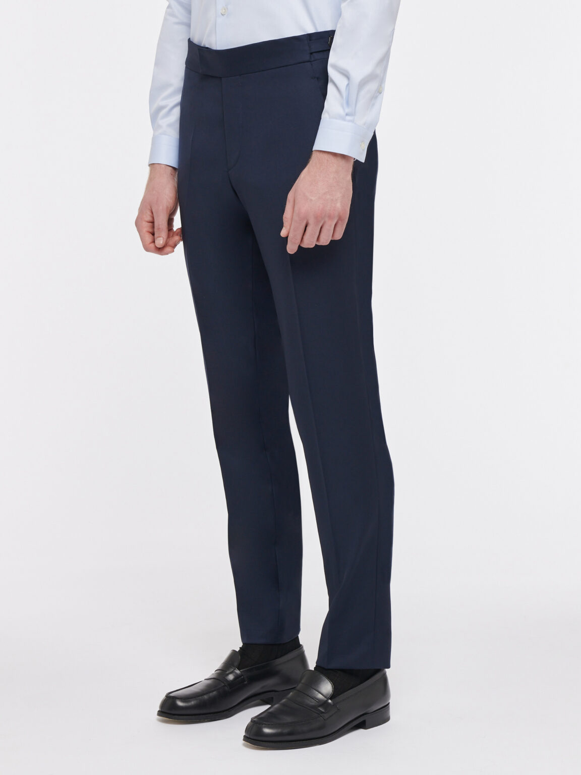 PANTALON FUSELÉ EN LAINE - BLEU MARINE - Rives Paris