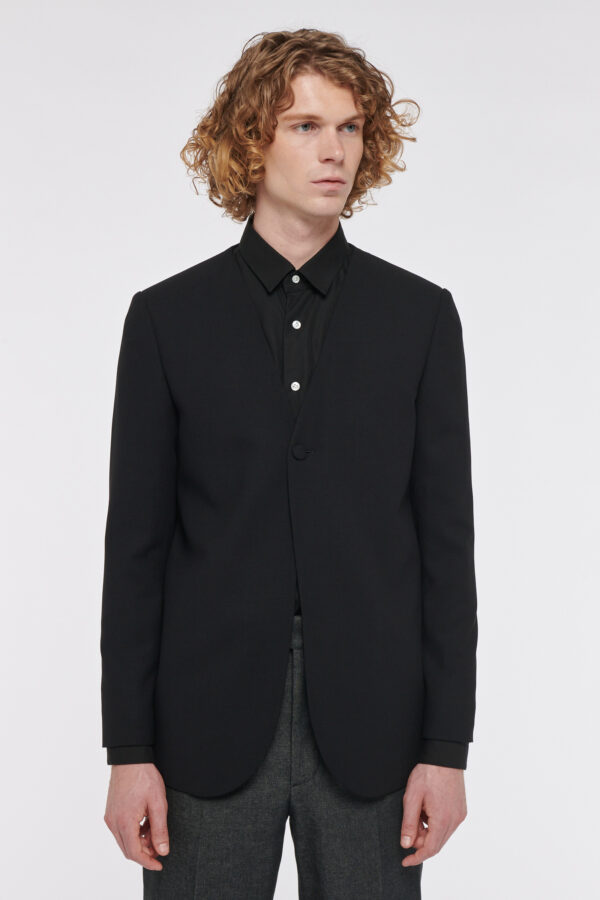 VESTE CARDIGAN EN CRÊPE DE LAINE - NOIR - Rives Paris