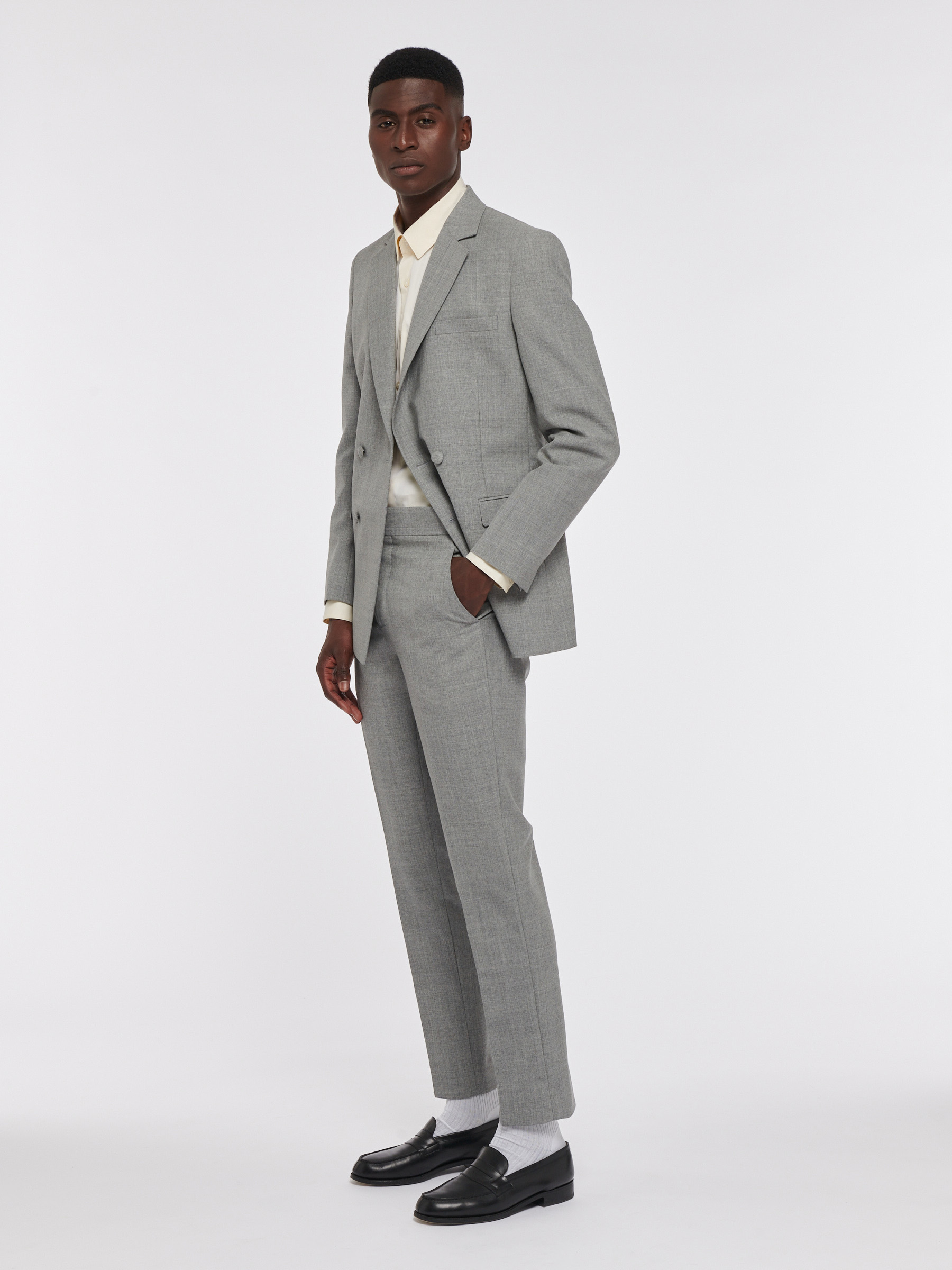 Rare Rabbit Double Breasted Grey Check Suit Light Grey Double