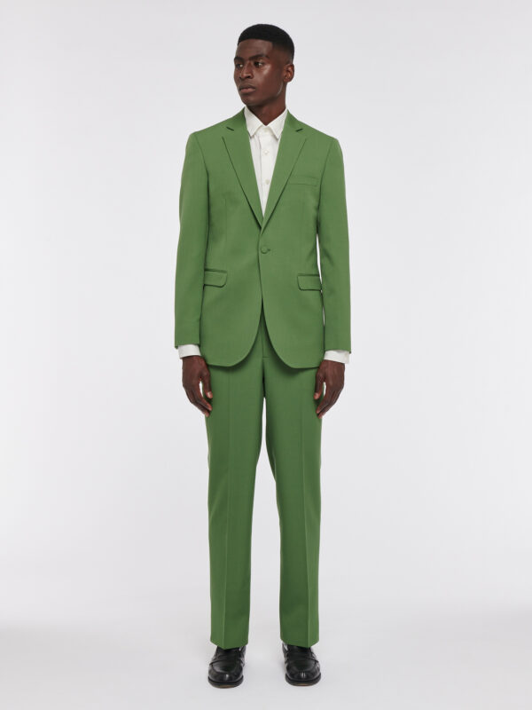 COSTUME EN GABARDINE DE LAINE VERT POMME - Rives Paris