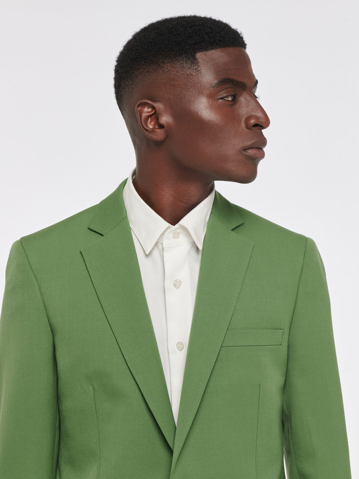 VESTE EN GABARDINE DE LAINE VERT POMME - Rives Paris