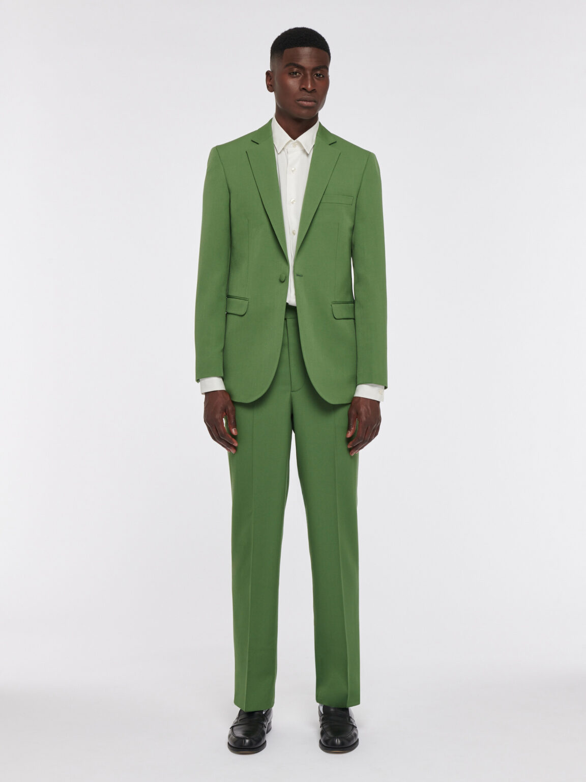 VESTE EN GABARDINE DE LAINE VERT POMME - Rives Paris