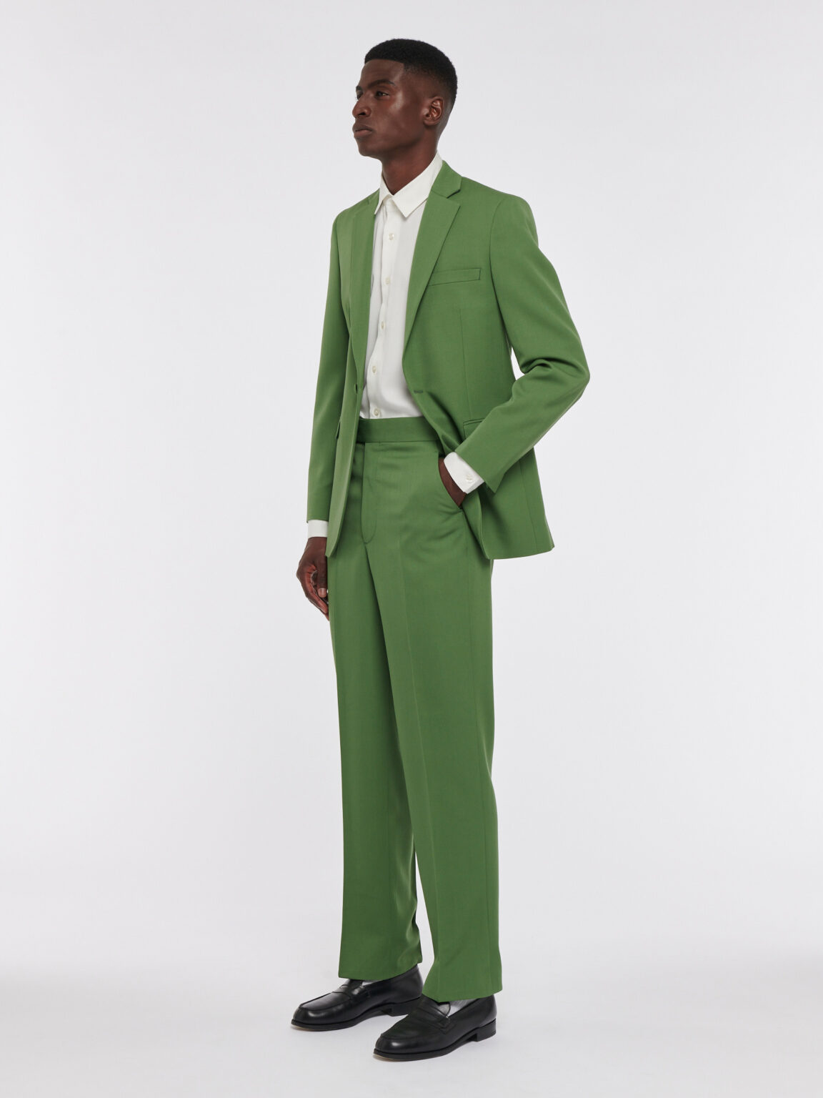 VESTE EN GABARDINE DE LAINE VERT POMME - Rives Paris