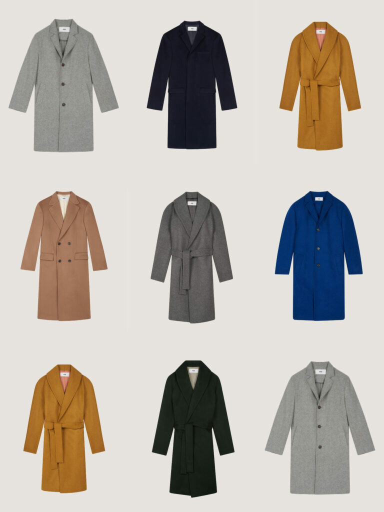 Manteaux sur-mesure RIVES Paris en différentes couleurs et styles