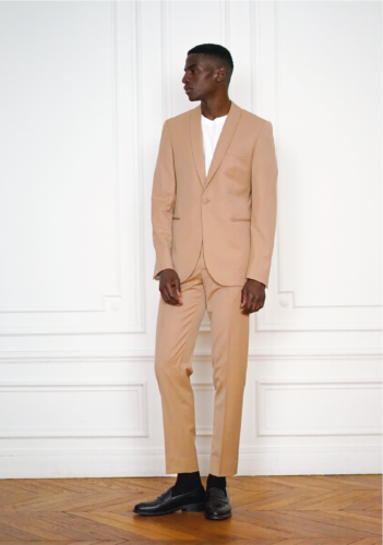 Tailor-made Casual Suit In Camel Twill Wool | Rives Paris ©