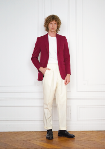 Tenue Décontractée Sur-Mesure Blazer En Gabardine Bordeaux | Rives Paris ©