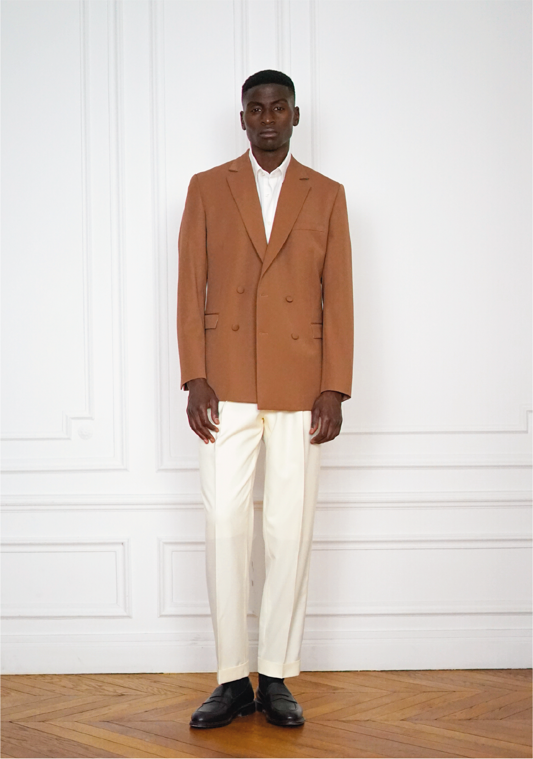 Tailor-made Brunch Outfit Double-breasted jacket Chocolate | Rives Paris ©