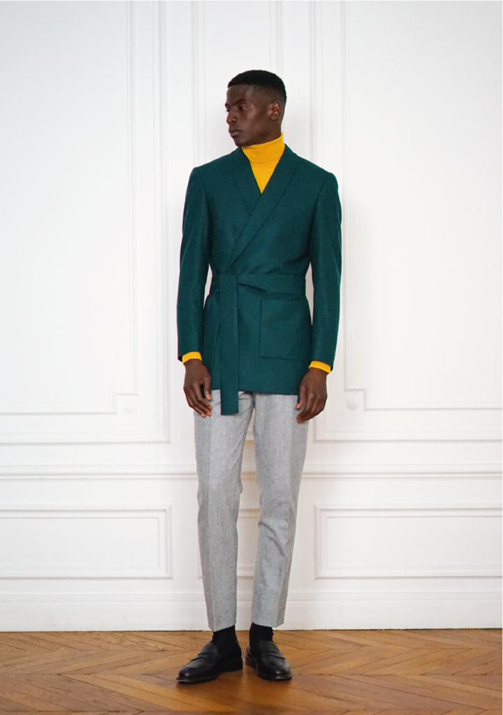 Tailor-made Green Flannel Peignoir Jacket | Rives Paris ©