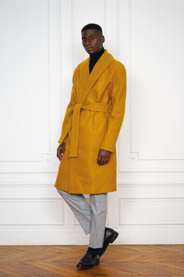 Tailor-made Peignoir coat Mustard | Rives Paris ©