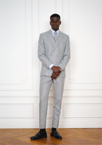 Tailor-made Double-breasted Business Suit in Grey Flannel | Rives Paris ©.