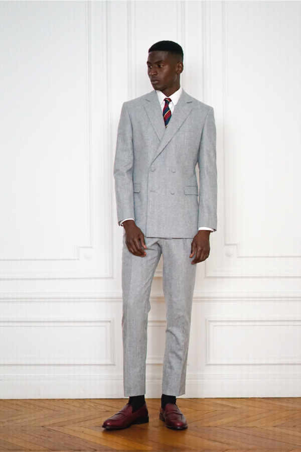 Tailor-Made Grey Flannel Double-breasted Suit - Double-Breasted Suit | Rives Paris ©
