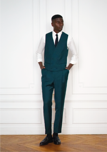 Outfit Waistcoat And Trousers Tailor-made Dark Green | Rives Paris ©.