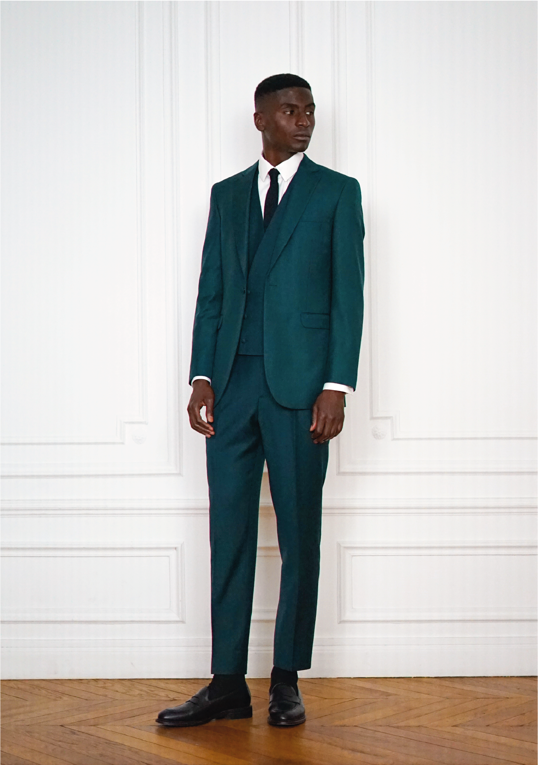 Tailor-made 3-piece Wedding Suit Dark Green | Rives Paris ©