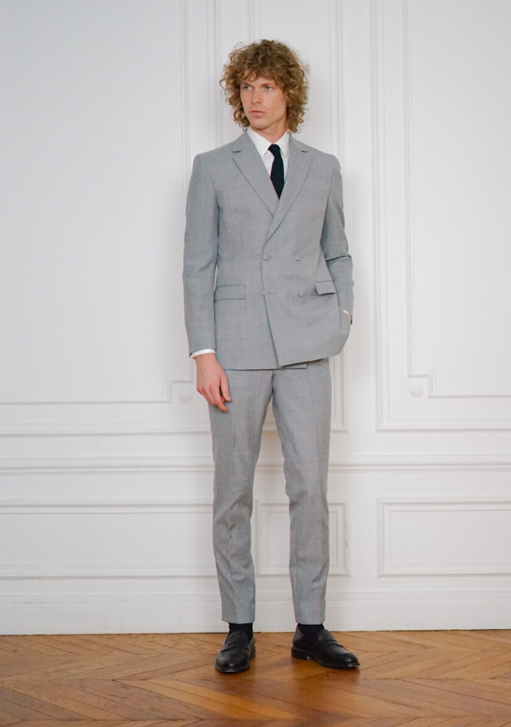 Tailor-made Light Grey Double-breasted jacket | Rives Paris ©