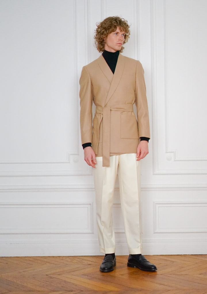 Tailor-made Camel Wool And Cashmere Casual Peignoir Jacket | Rives Paris ©