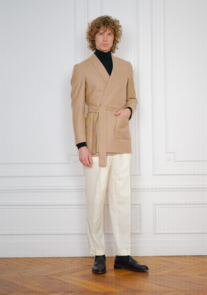 Tailor-made Flannel Camel Peignoir jacket | Rives Paris ©