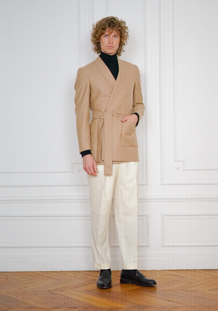 Veste Peignoir Sur-Mesure Flanelle Camel | Rives Paris ©