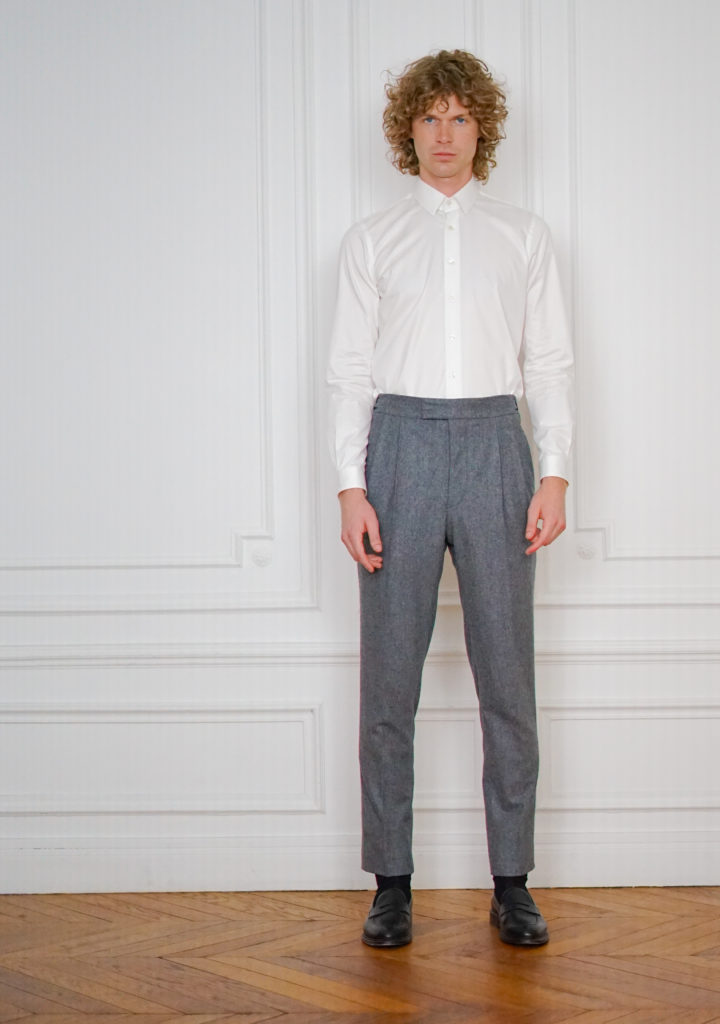 Tailor-made Double Pleated Trousers Medium Grey Flannel | Rives Paris ©