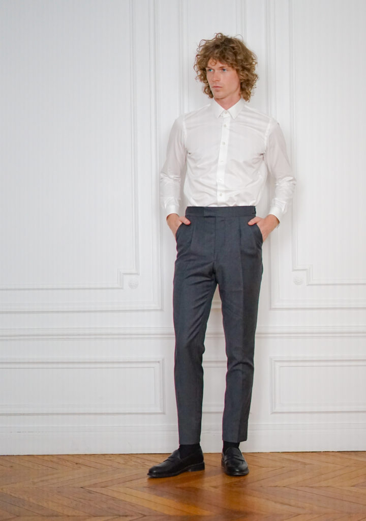 Charcoal grey Tailor-made Double Pleated Trousers | Rives Paris ©