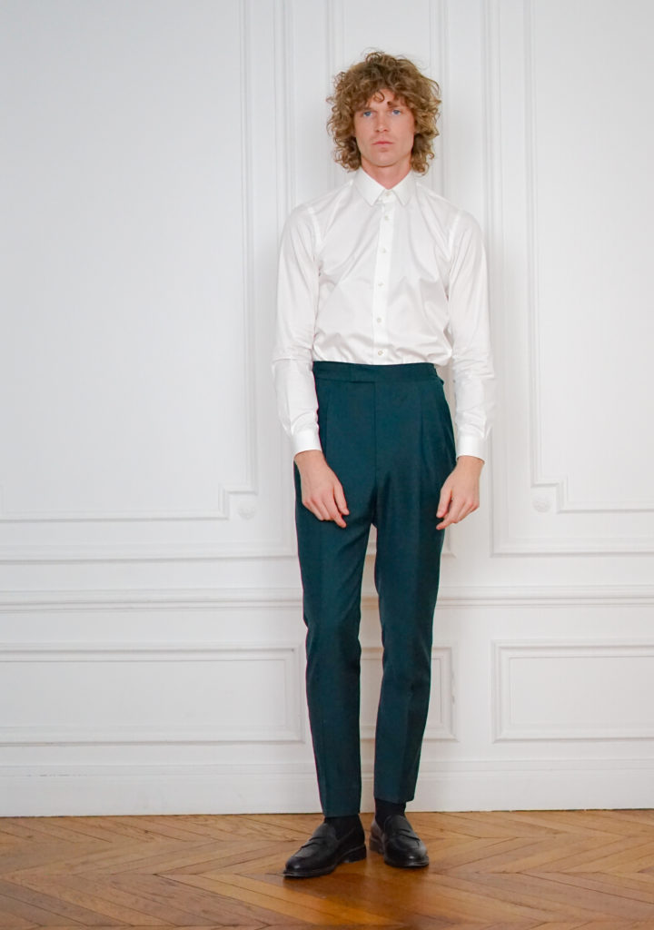 Green Tailor-made Double Pleated Trousers | Rives Paris ©.