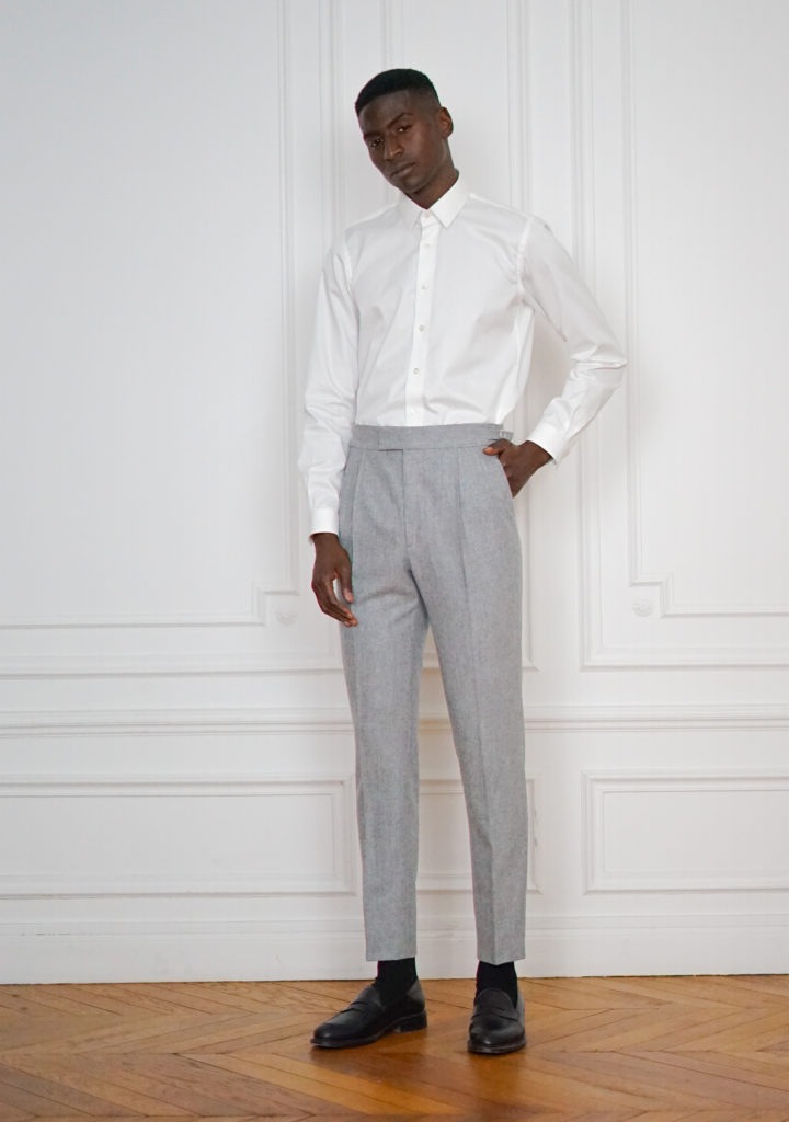 Tailor-made Double Pleated Trousers Flannel Grey | Rives Paris ©