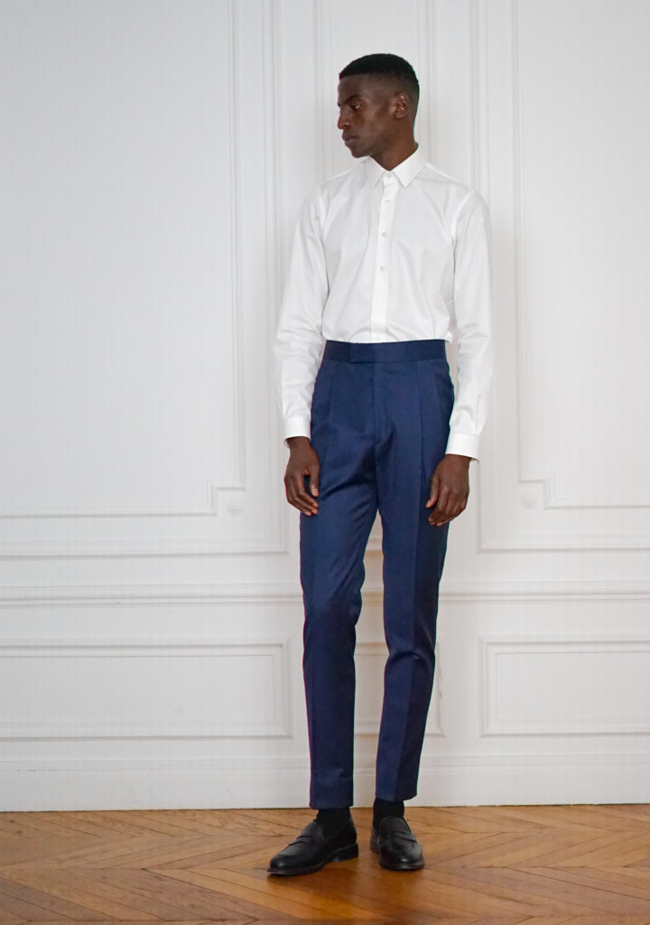 Blue Double Pleated Tailor-made Trousers | Rives Paris ©