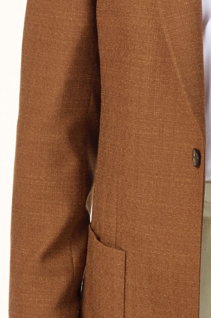 Tailor-made Wool Cashmere & Silk Ochre Jacket | Rives Paris © /3