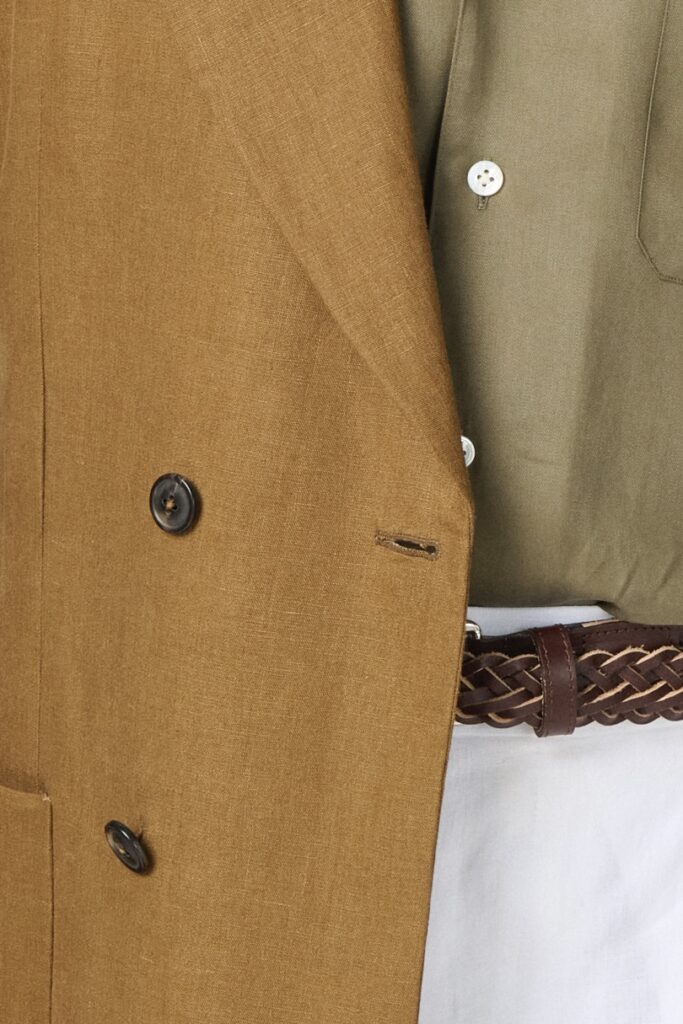 Veste en lin marron sur-mesure RIVES Paris