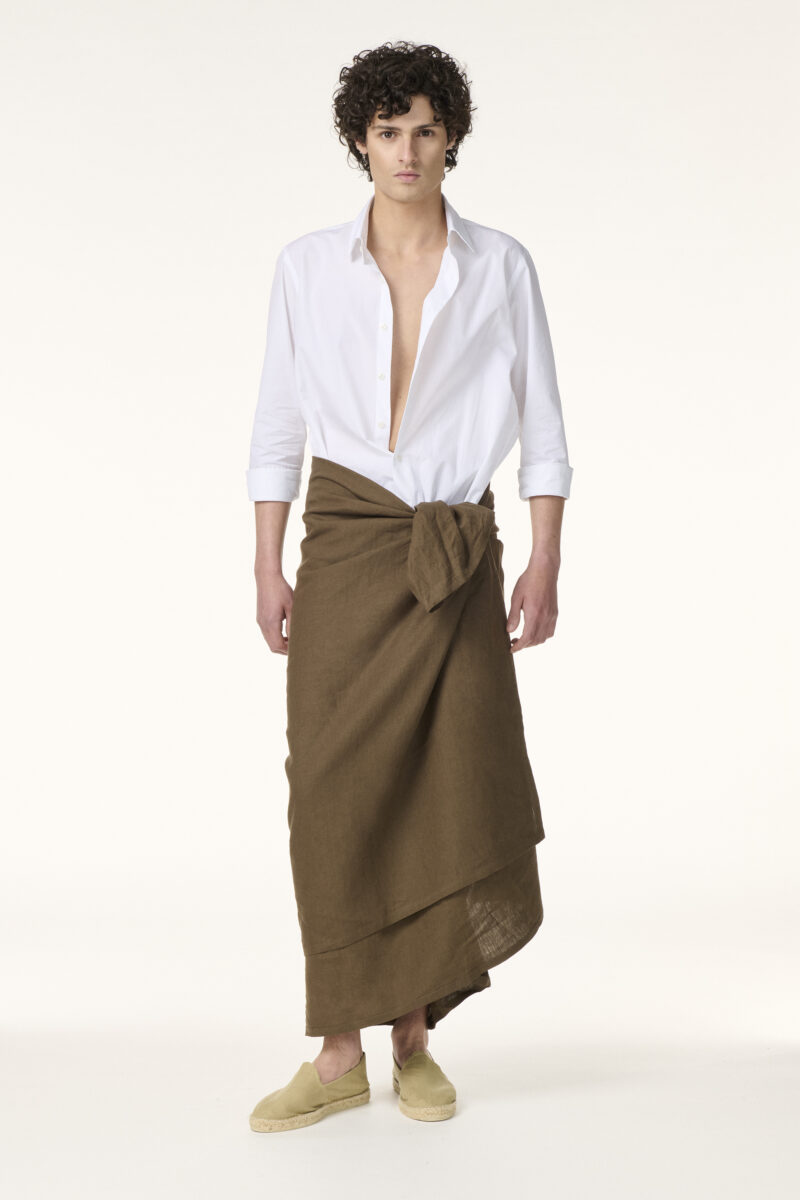 Pareo in Linen Tabac Brun | Rives Paris © - Rives Paris