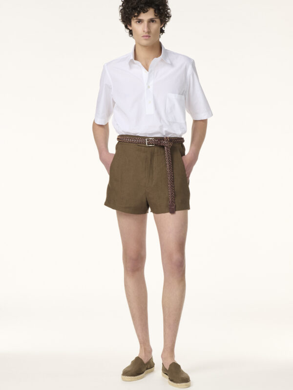 Short Sur-Mesure en Lin Tabac Brun | Rives Paris ©