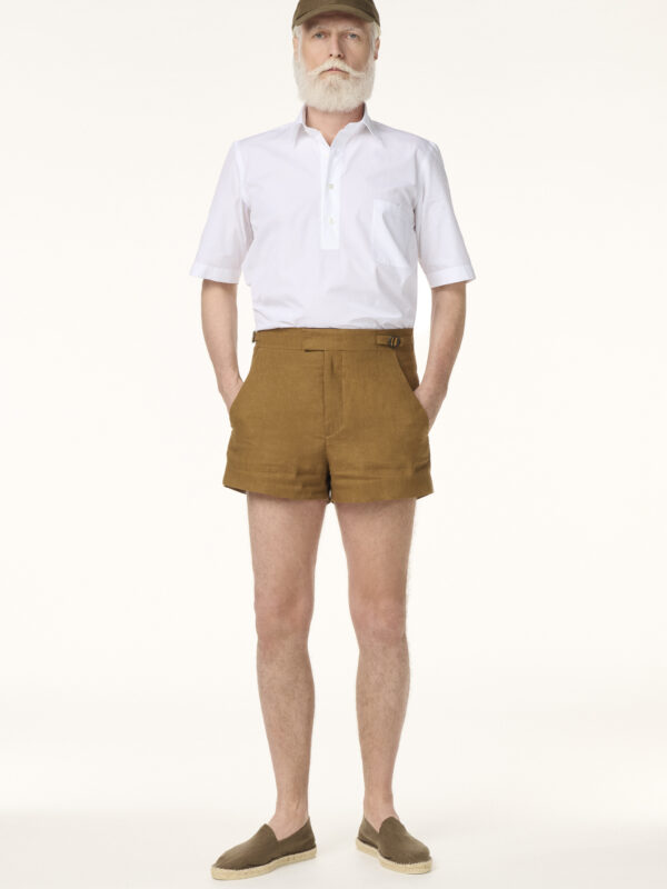 Short Sur-Mesure en Lin Tabac Clair | Rives Paris ©