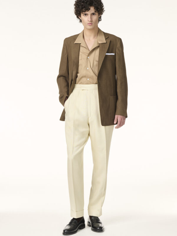 Veste Sur-Mesure en Lin Tabac Brun | Rives Paris © /2